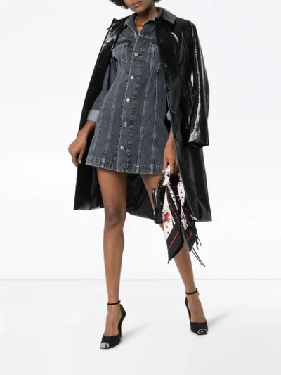 Shop Helmut Lang Collared Denim Mini Dress In Black