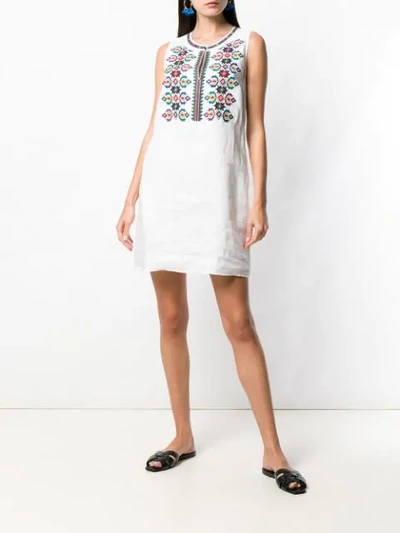 TORY BURCH EMBROIDERED SHIFT DRESS - 白色