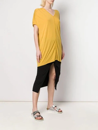 Shop Rick Owens Lilies Long V-neck T-shirt - Yellow