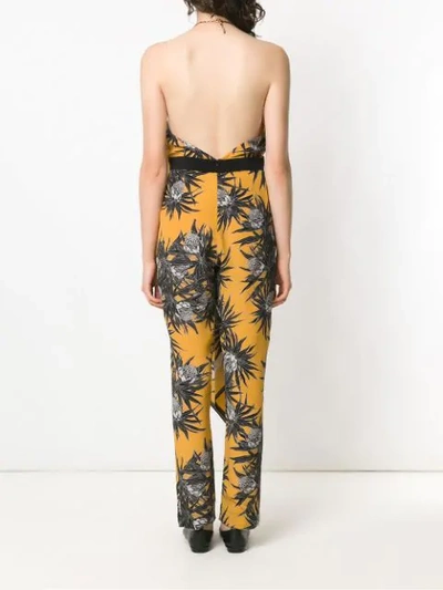 Shop Andrea Marques Silk Printed Jumpsuit In Yellow