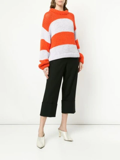 Shop Tibi Oversized Striped Sweater In Orange