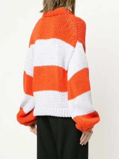 Shop Tibi Oversized Striped Sweater In Orange