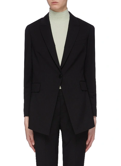 Shop Theory 'etiennette' Peaked Lapel Wool Long Blazer In Black