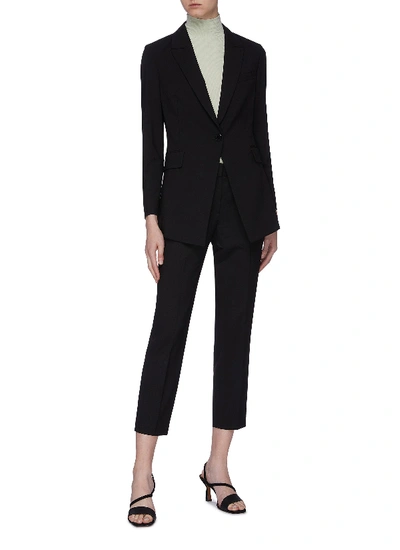 Shop Theory 'etiennette' Peaked Lapel Wool Long Blazer In Black