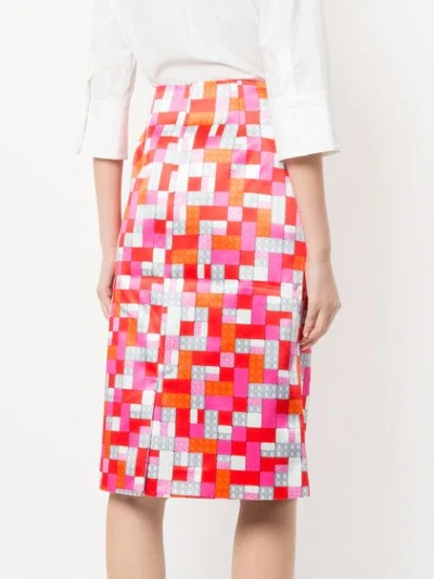 Shop Mary Katrantzou Sigma Lego Print Skirt In Red