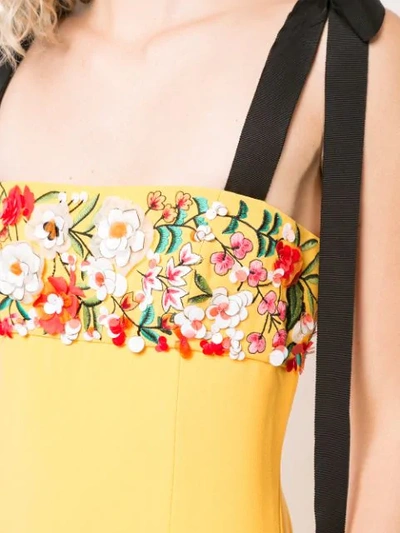 Shop Carolina Herrera Floral Embroidered Maxi Dress In Yellow