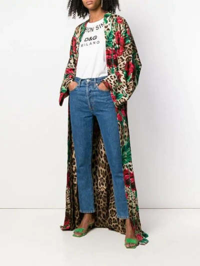 Shop Dolce & Gabbana Long Leopard Print Kimono In Brown