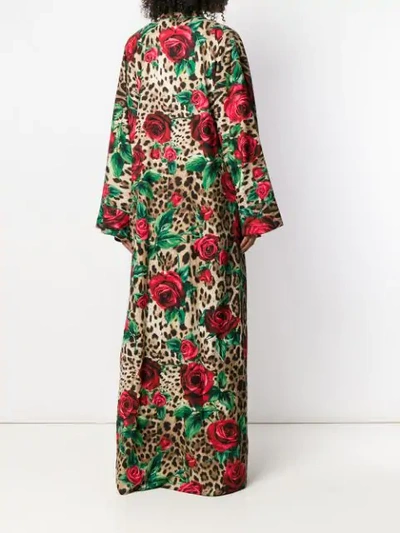 Shop Dolce & Gabbana Long Leopard Print Kimono In Brown