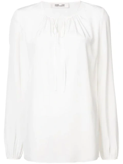 Shop Diane Von Furstenberg Keyhole Blouse In White