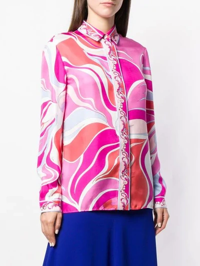 Shop Emilio Pucci Pink Rivera Print Silk Shirt