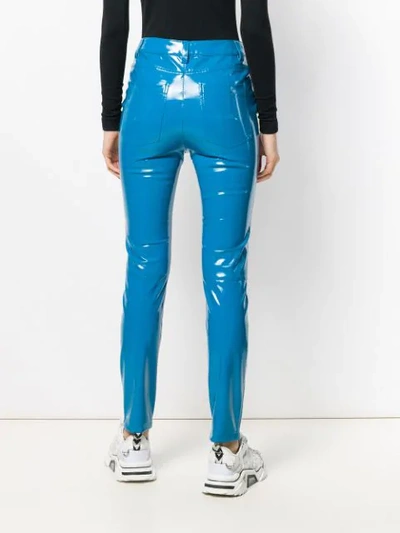 Shop Ben Taverniti Unravel Project Triple Zip Latex Trousers In Blue