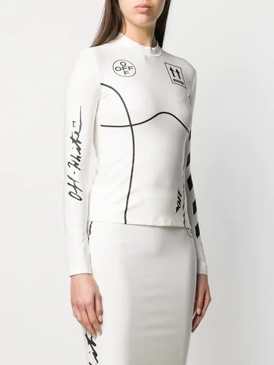 Shop Off-white Sporty Long-sleeved Top In White