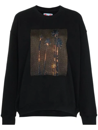 Shop Adaptation Burning Palm Print Cotton Sweatshirt - Black