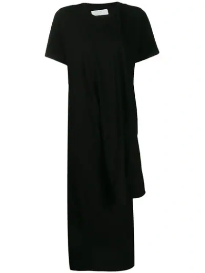 Shop Mm6 Maison Margiela Asymmetric T-shirt Dress In Black