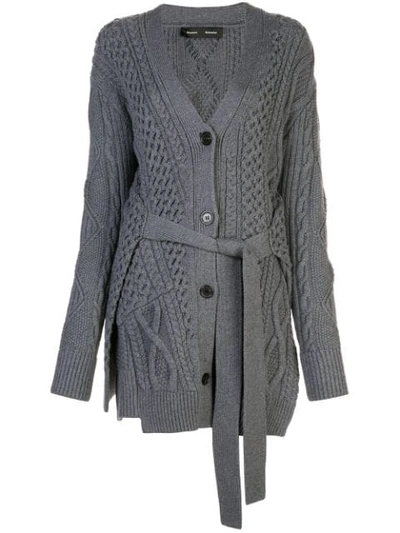 Shop Proenza Schouler Cable Knit Robe Cardigan In Grey