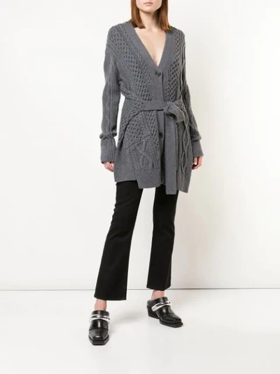 Shop Proenza Schouler Cable Knit Robe Cardigan In Grey