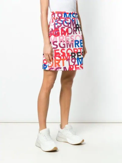 Shop Msgm Logo Print A-line Skirt In White