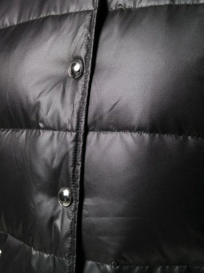 THOM BROWNE 4-BAR DOWNFILLED SNAP FRONT DETACHABLE HOOD BOMBER IN MINI RIPSTOP - 黑色