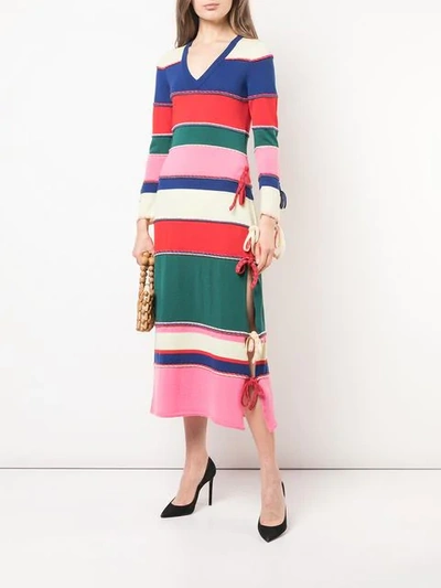 Shop Rosie Assoulin Striped Knitted Dress In Multicolour