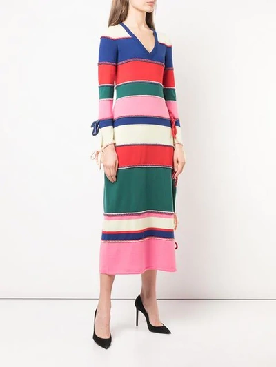 Shop Rosie Assoulin Striped Knitted Dress In Multicolour