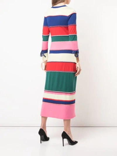 Shop Rosie Assoulin Striped Knitted Dress In Multicolour