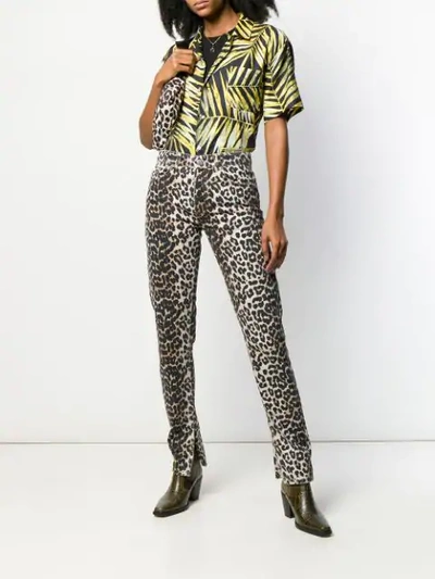 Shop Ganni Leopard Slim-fit Jeans In Neutrals