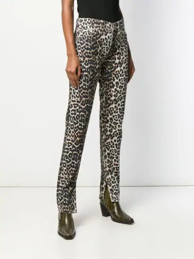 Shop Ganni Leopard Slim-fit Jeans In Neutrals