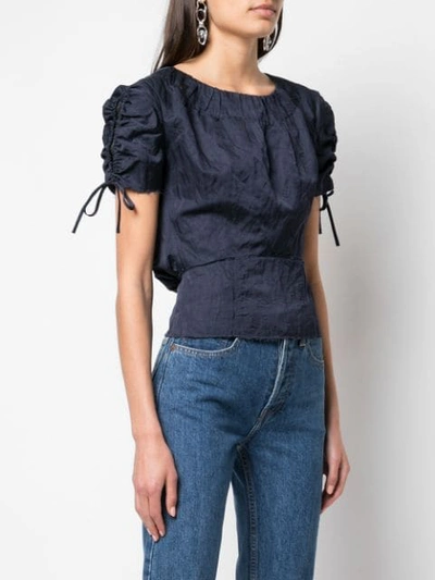 Shop Brock Collection Tie-fastening Ruched Top In Navy