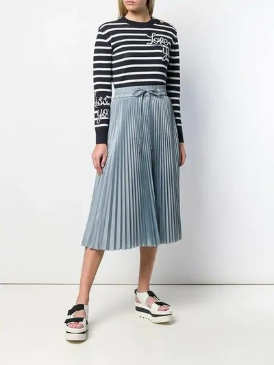 Shop Red Valentino Pleated Midi Skirt In 198 Sky