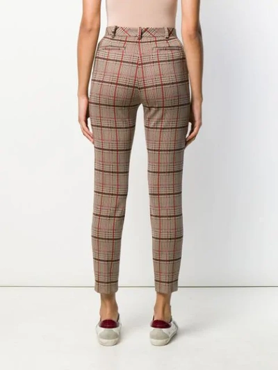 Shop Pinko Cropped Checked Trousers In Neutrals