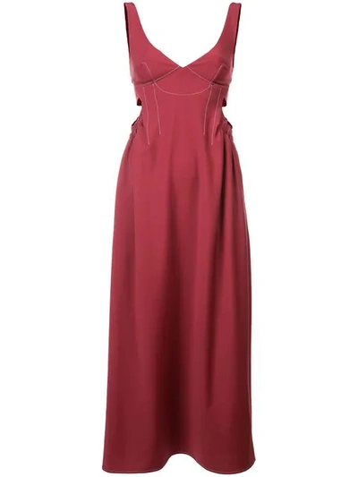Shop Ellery Flared Midi Dress In Red