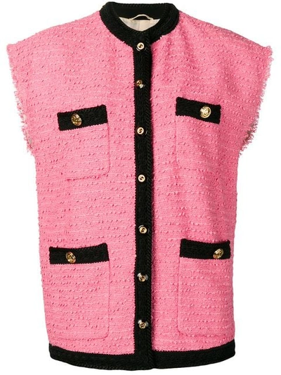 Shop Gucci Bouclé-weste In 5474 Pink