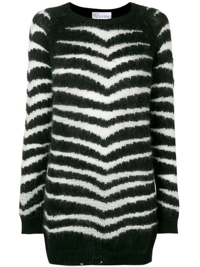 Shop Red Valentino Zebra Stripe Sweater In Black