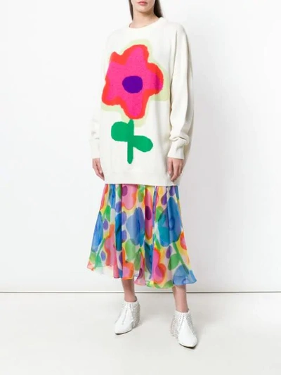 Shop Christopher Kane Cartoon Flower Pleated Skirt In Multicolour