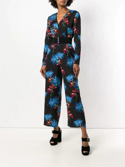 Shop Diane Von Furstenberg Floral Print Jumpsuit In Black