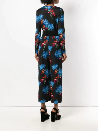 Shop Diane Von Furstenberg Floral Print Jumpsuit In Black