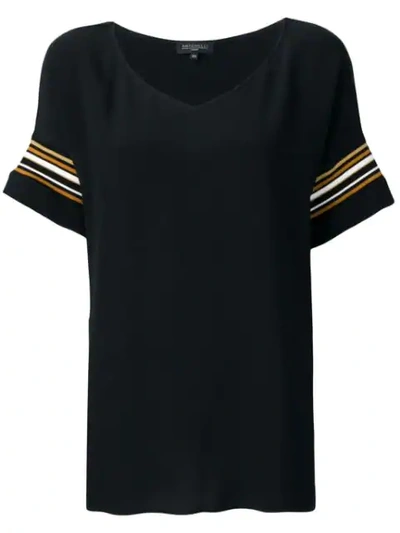 Shop Antonelli Striped Sleeve Tunic In Black