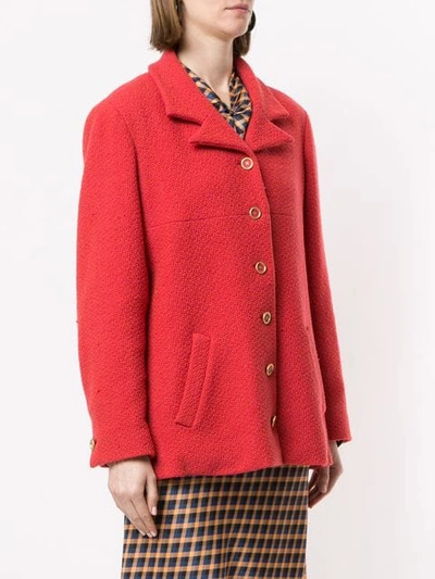 Pre-owned Chanel Long Sleeve Tweed Jacket In Red