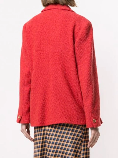 Pre-owned Chanel Long Sleeve Tweed Jacket In Red