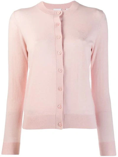 Shop Burberry Monogram Motif Cashmere Cardigan - Pink