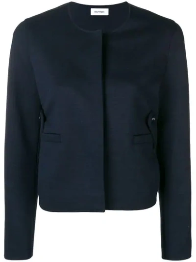 Shop Courrèges Fitted Cropped Jacket In Blue
