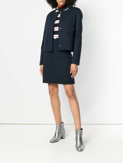 Shop Courrèges Fitted Cropped Jacket In Blue