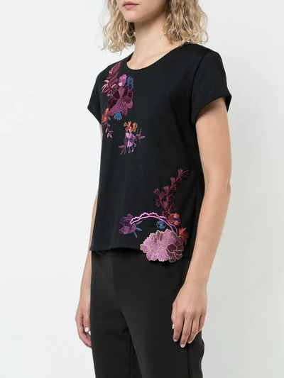 Shop Josie Natori Besticktes T-shirt In Black