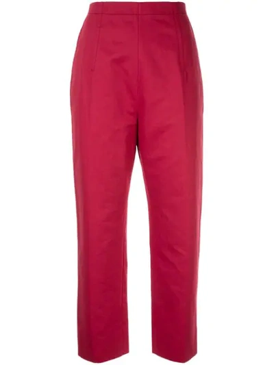 Shop Marni Cropped Tapered Trousers In Red