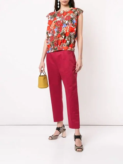 Shop Marni Cropped Tapered Trousers In Red