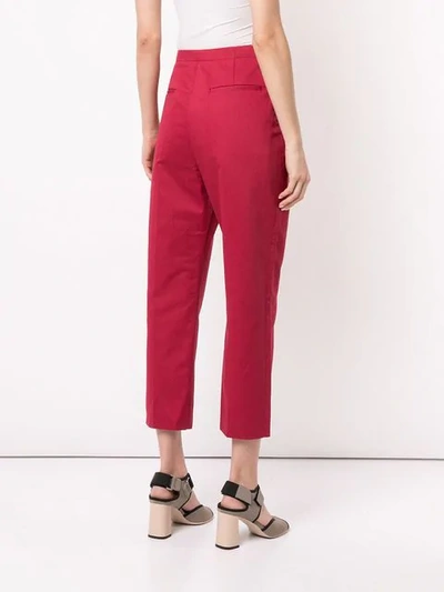 Shop Marni Cropped Tapered Trousers In Red