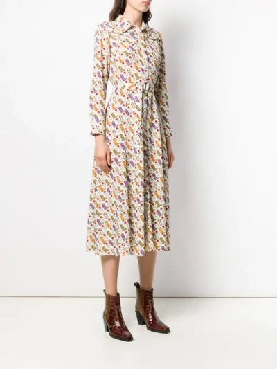 Shop Sandro Cowboy Boots Print Shirt Dress In Multicolore