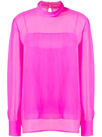 Shop Emilio Pucci High-neck Silk Top In Pink