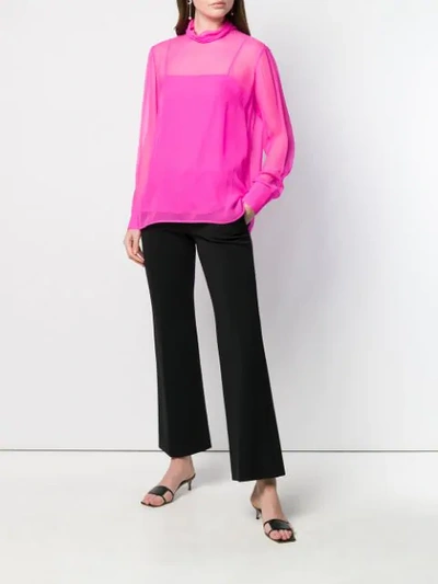 Shop Emilio Pucci High-neck Silk Top In Pink
