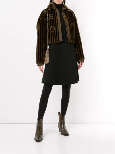 Pre-owned Fendi Striped Cropped Jacket In Brown